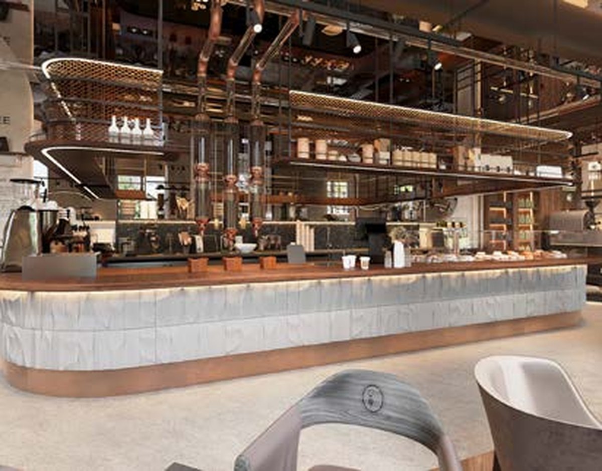 CBRB Karaganda, open bar under the copper pipework